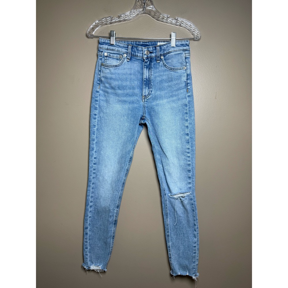 Rag & Bone Nina High Rise Ankle Skinny Jeans Melanie Light Wash Distressed 25